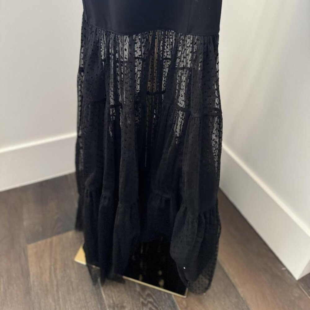 STAUD Black Sleeveless Maxi Dress with Lace Hem - Picture 6 of 10